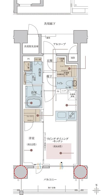 リビオ御堂筋あびこ 間取り Bタイプ