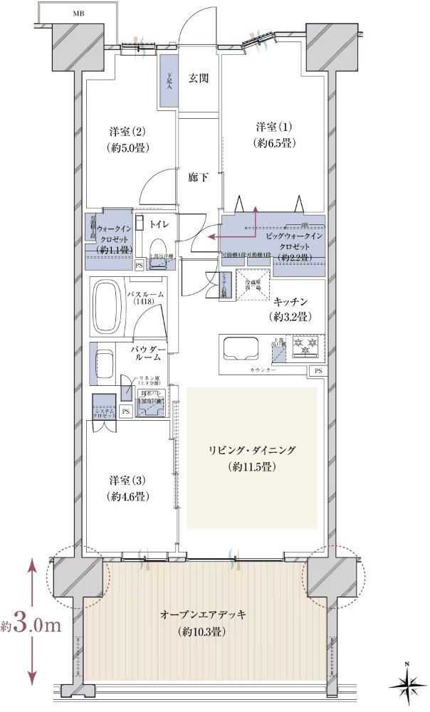 ヴェレーナシティ木更津マリーナベイ 間取り H1ODタイプ