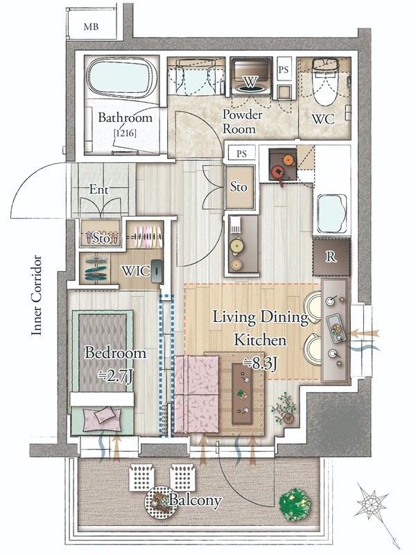 アウラ立川曙町 間取り Eタイプ