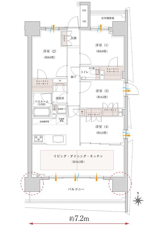 オープンレジデンシア名古屋グランデ 間取り Eタイプ