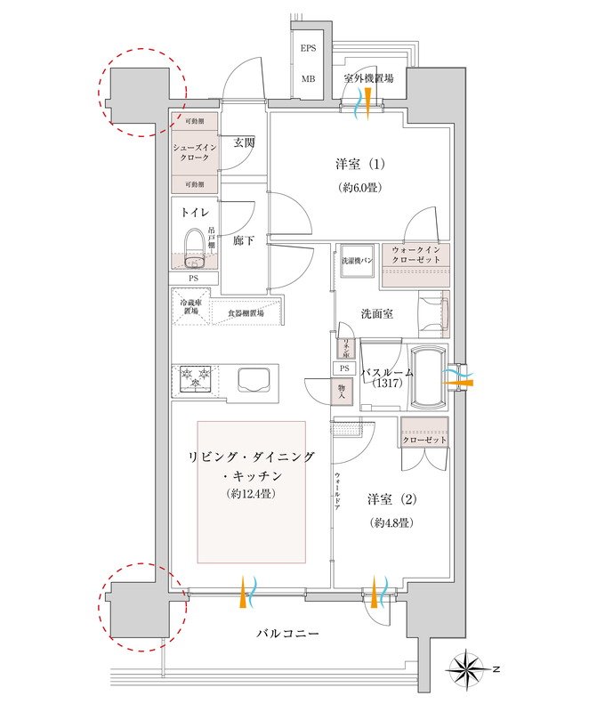 オープンレジデンシア名古屋グランデ 間取り Mタイプ