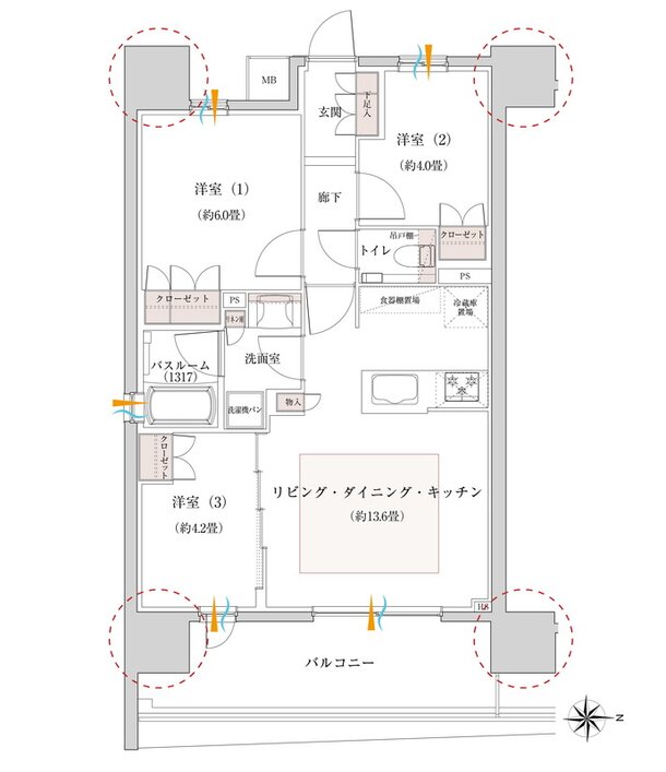オープンレジデンシア名古屋グランデ 間取り Fタイプ