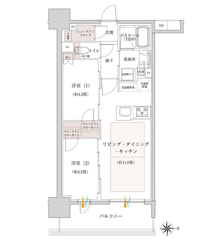 オープンレジデンシア名古屋グランデ 間取り Iタイプ