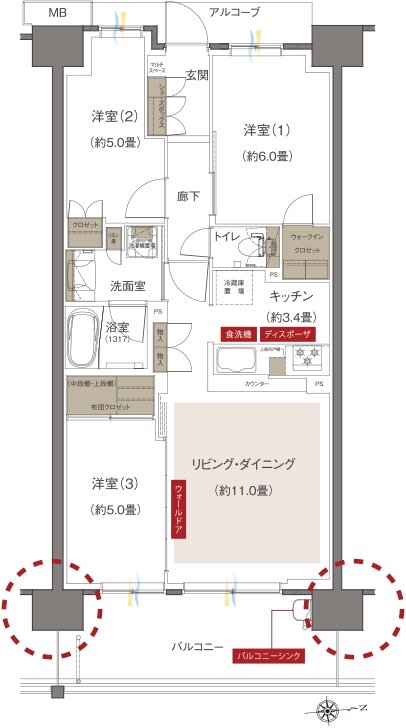 Grace Garden 小平小川東 間取り D6 type(第3期2次)