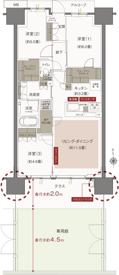 Grace Garden 小平小川東 間取り B10g type(先着順)