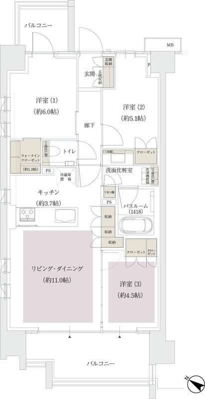 アトラス北赤羽 間取り Aタイプ