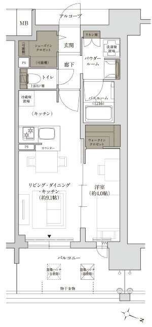 ソルプレサンス 三国レジデンス 間取り B2タイプ