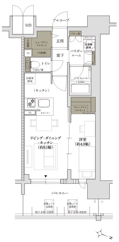 ソルプレサンス 三国レジデンス 間取り B2タイプ