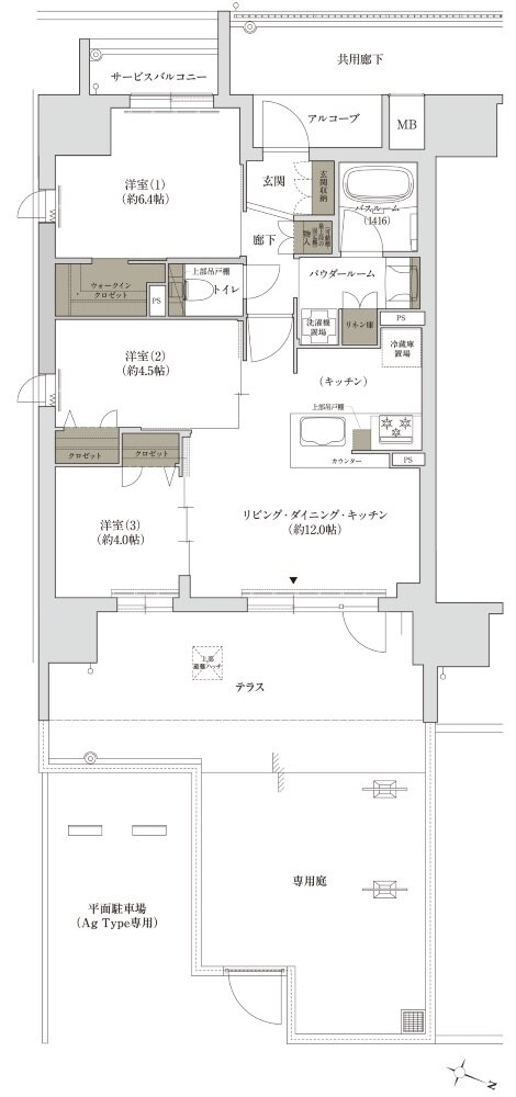 ソルプレサンス 三国レジデンス 間取り Agタイプ
