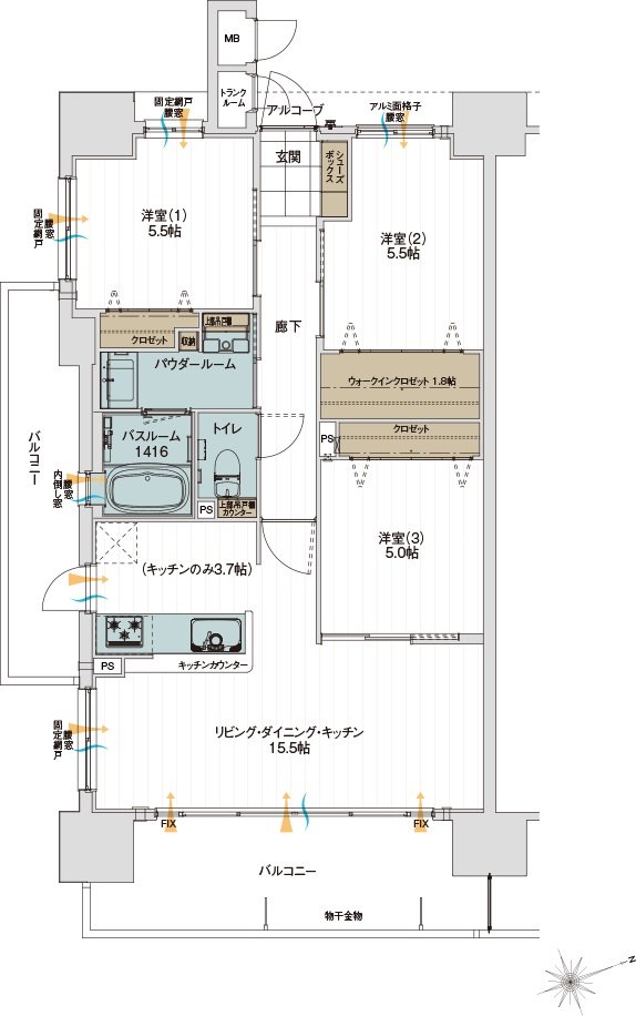アルファステイツ鳥取行徳 間取り A type