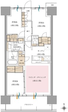 オハナ 東鷲宮フロント 間取り I type