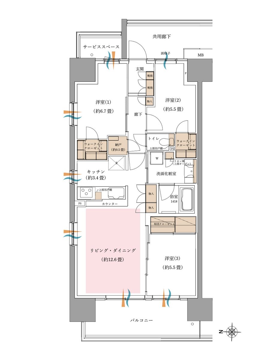 オハナ 東鷲宮フロント 間取り A type