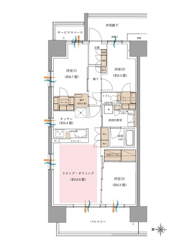 オハナ 東鷲宮フロント 間取り A type