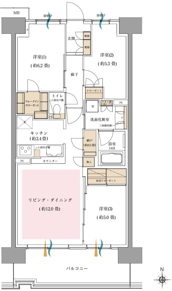 オハナ 東鷲宮フロント 間取り F2 type