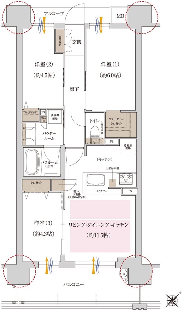 プレサンス ロジェ 博多STATION NORTH 間取り Cタイプ