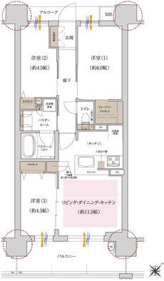 プレサンス ロジェ 博多STATION NORTH 間取り Cタイプ