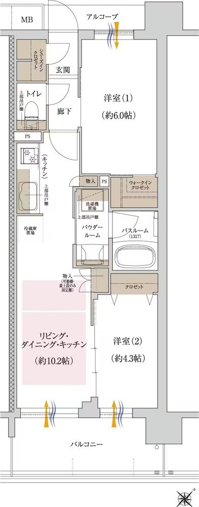 プレサンス ロジェ 博多STATION NORTH 間取り B’タイプ