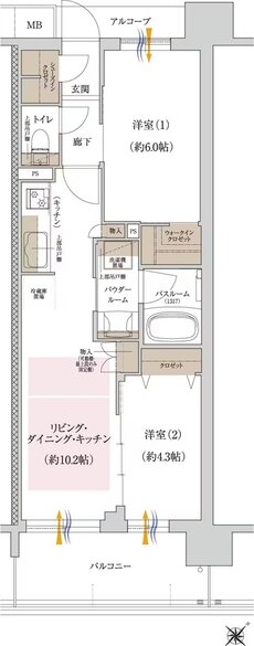 プレサンス ロジェ 博多STATION NORTH 間取り B’タイプ