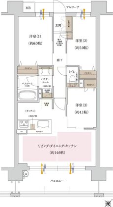 プレサンス ロジェ 博多STATION NORTH 間取り E1タイプ