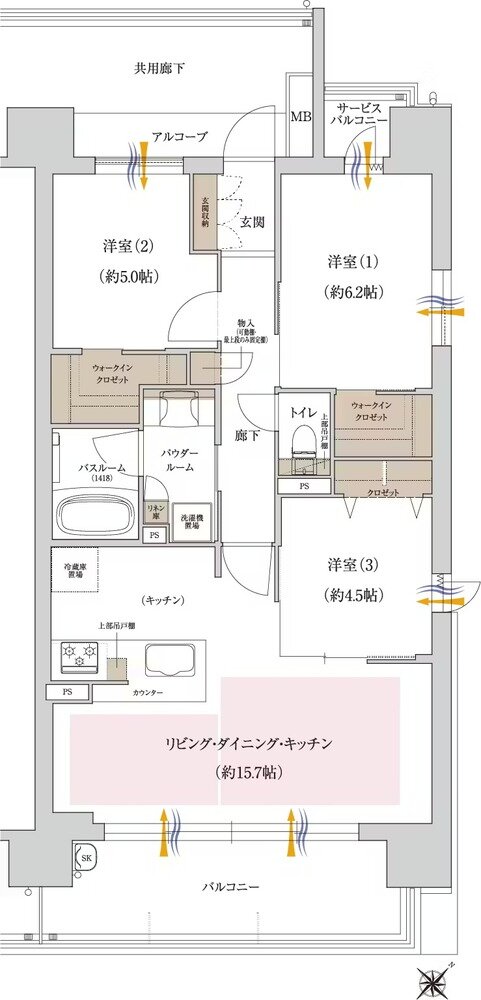 プレサンス ロジェ 博多STATION NORTH 間取り Hタイプ