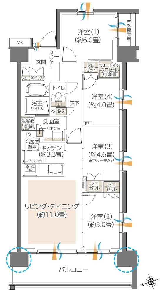ハイムスイート川崎小島新田 間取り A1 type（4～7階）