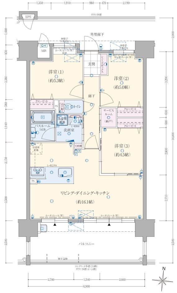 アメイズ直方中央プレミアム 間取り C type