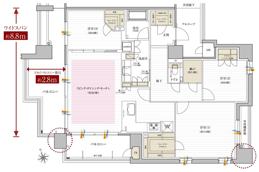 レ・ジェイド西宮甲子園 間取り WK type