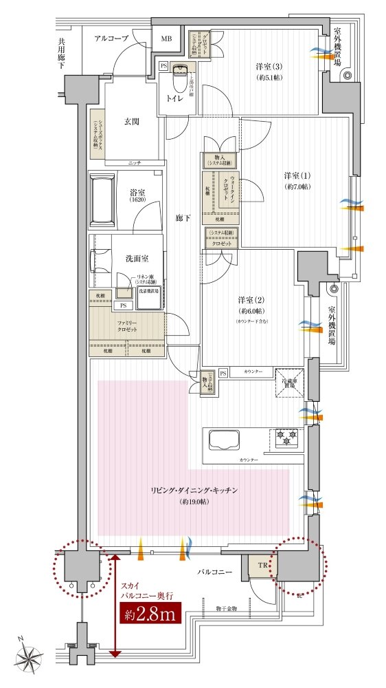 レ・ジェイド西宮甲子園 間取り SF type