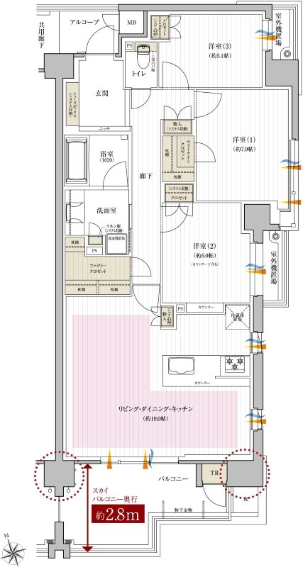 レ・ジェイド西宮甲子園 間取り SF type