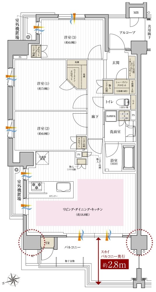 レ・ジェイド西宮甲子園 間取り WA type