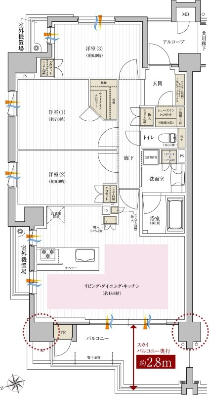 レ・ジェイド西宮甲子園 間取り WA type