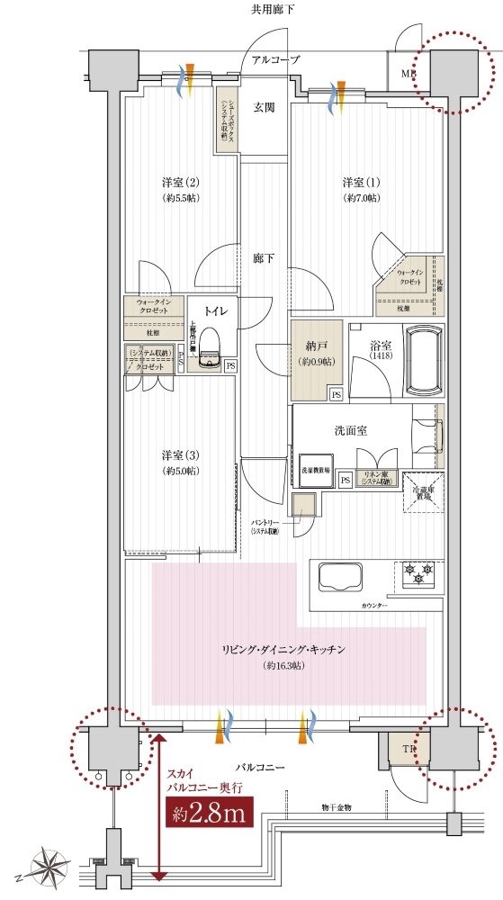 レ・ジェイド西宮甲子園 間取り SB type