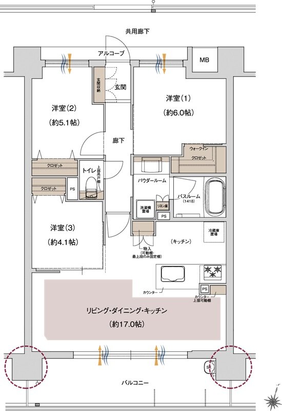 プレサンス ロジェ 岡山番町 間取り Bタイプ