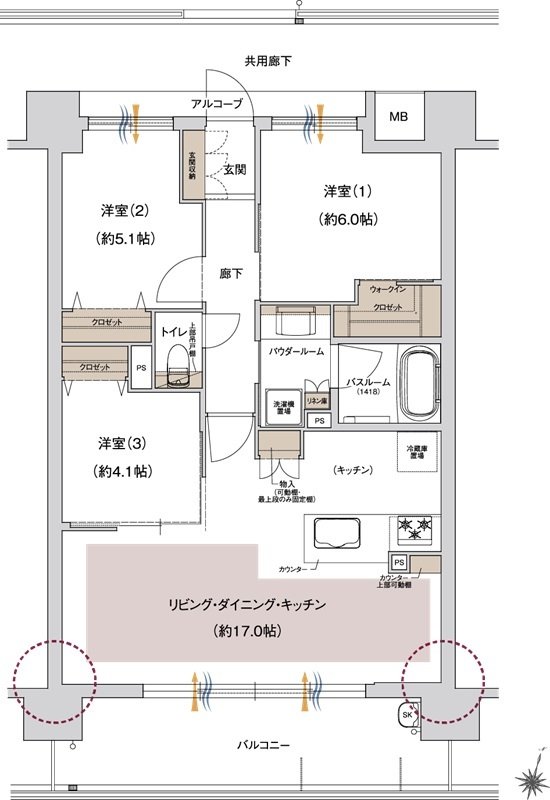プレサンス ロジェ 岡山番町 間取り Gタイプ