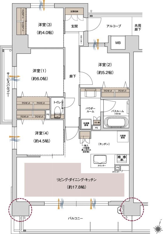 プレサンス ロジェ 岡山番町 間取り Gタイプ