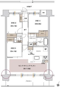 プレサンス ロジェ 岡山番町 間取り Gタイプ