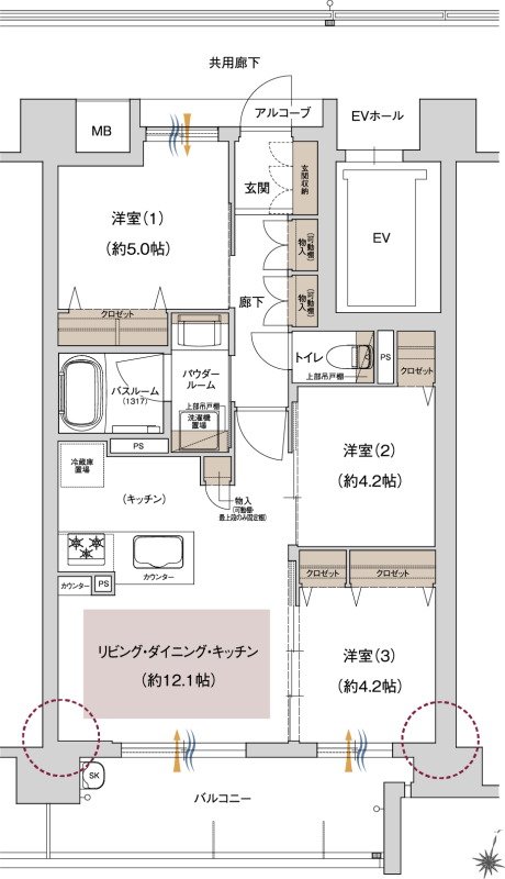 プレサンス ロジェ 岡山番町 間取り Cタイプ