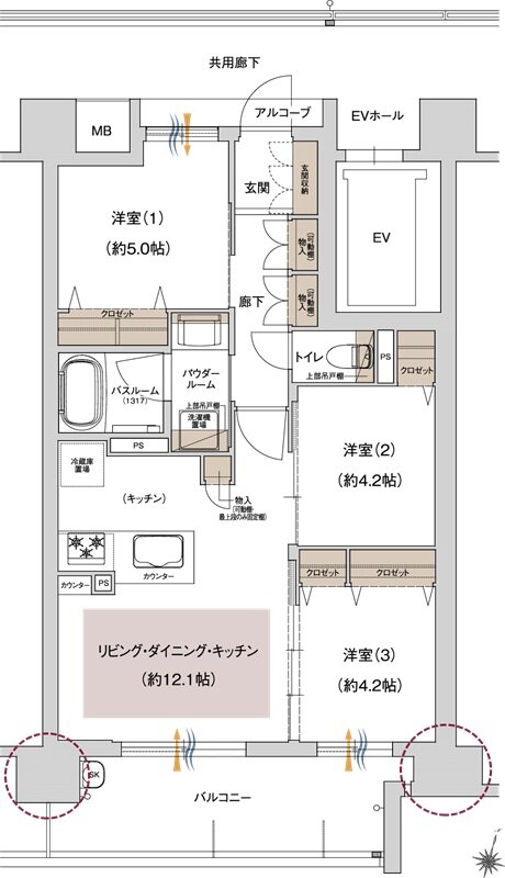 プレサンス ロジェ 岡山番町 間取り Cタイプ