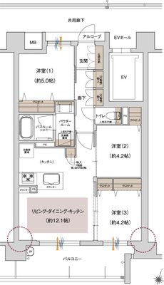 プレサンス ロジェ 岡山番町 間取り Cタイプ