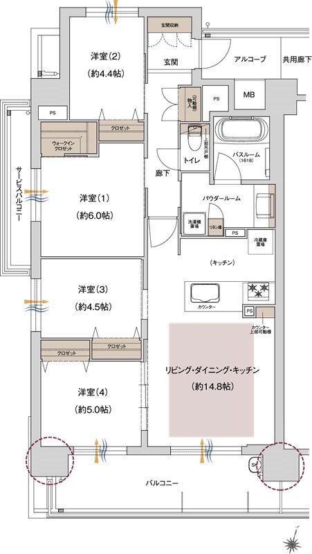 プレサンス ロジェ 岡山番町 間取り Eタイプ