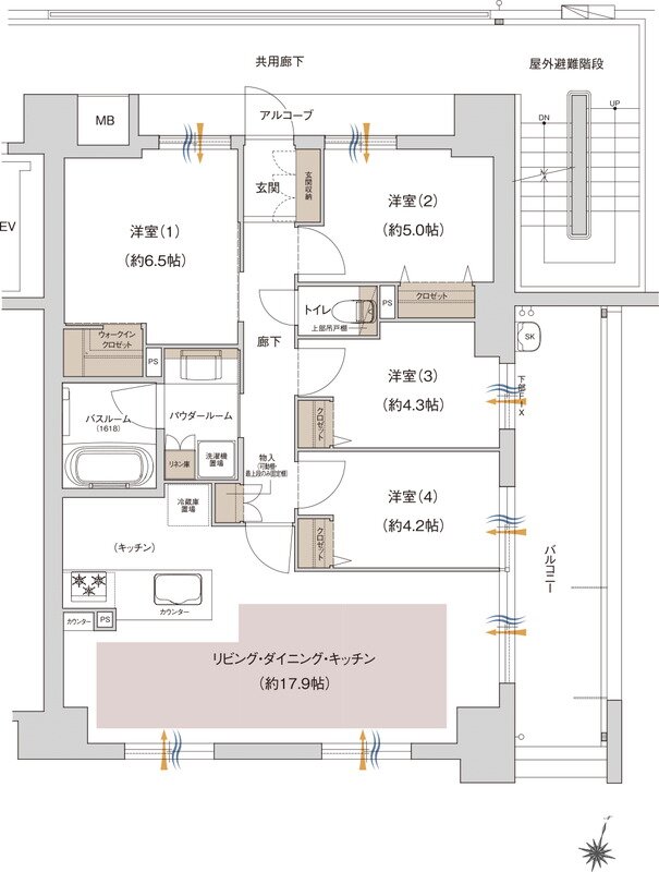 プレサンス ロジェ 岡山番町 間取り Dタイプ