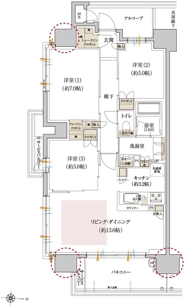カサーレ上新庄ブライトマークス 間取り A type