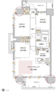 カサーレ上新庄ブライトマークス 間取り A type
