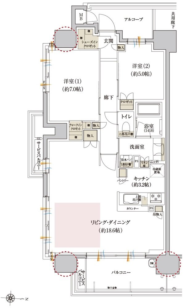 カサーレ上新庄ブライトマークス 間取り A type（メニュー1）