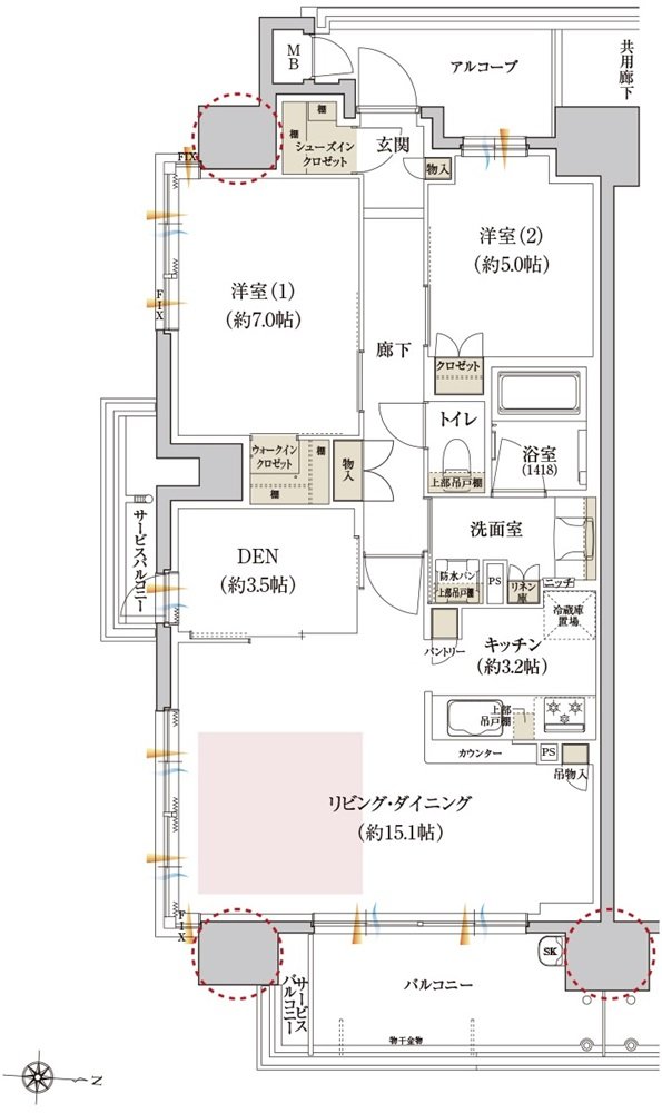 カサーレ上新庄ブライトマークス 間取り A type（メニュー2）