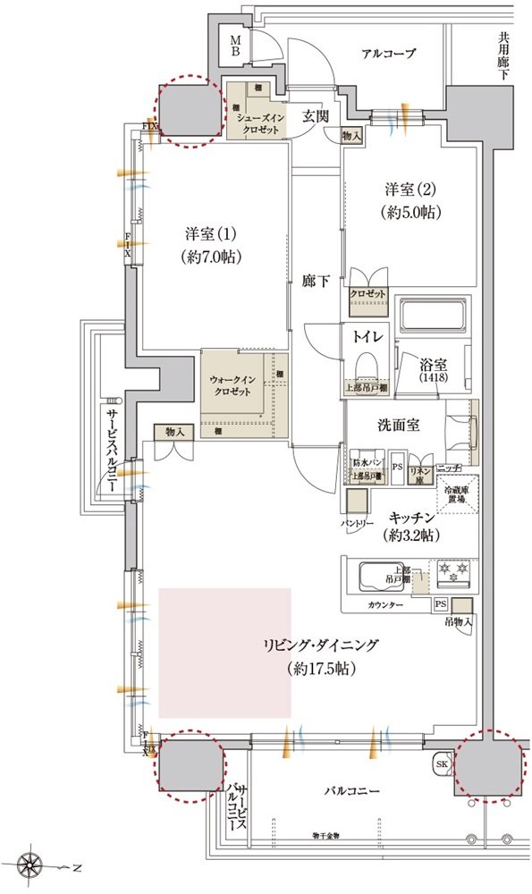 カサーレ上新庄ブライトマークス 間取り A type（メニュー3）