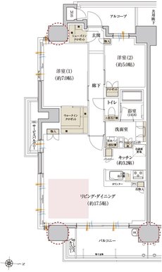 カサーレ上新庄ブライトマークス 間取り A type（メニュー3）
