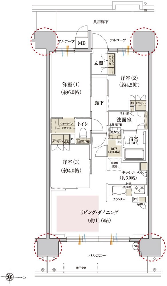 カサーレ上新庄ブライトマークス 間取り B type