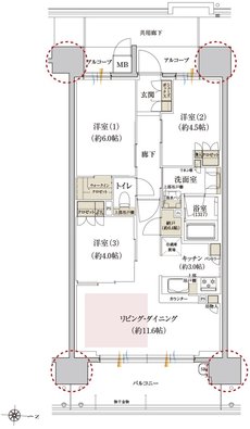 カサーレ上新庄ブライトマークス 間取り B type