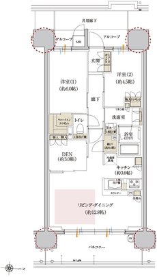 カサーレ上新庄ブライトマークス 間取り B type（メニュー2）
